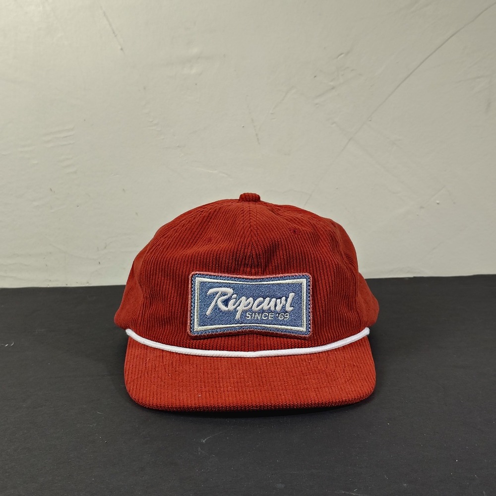 Rip Curl Hat Cap Snapback Orange Corduroy Retro Surf Rope One Size Mid Profile